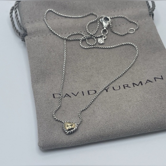 David Yurman 925 Sterling Silver and 18k Gold Cookie Classic Heart Necklace